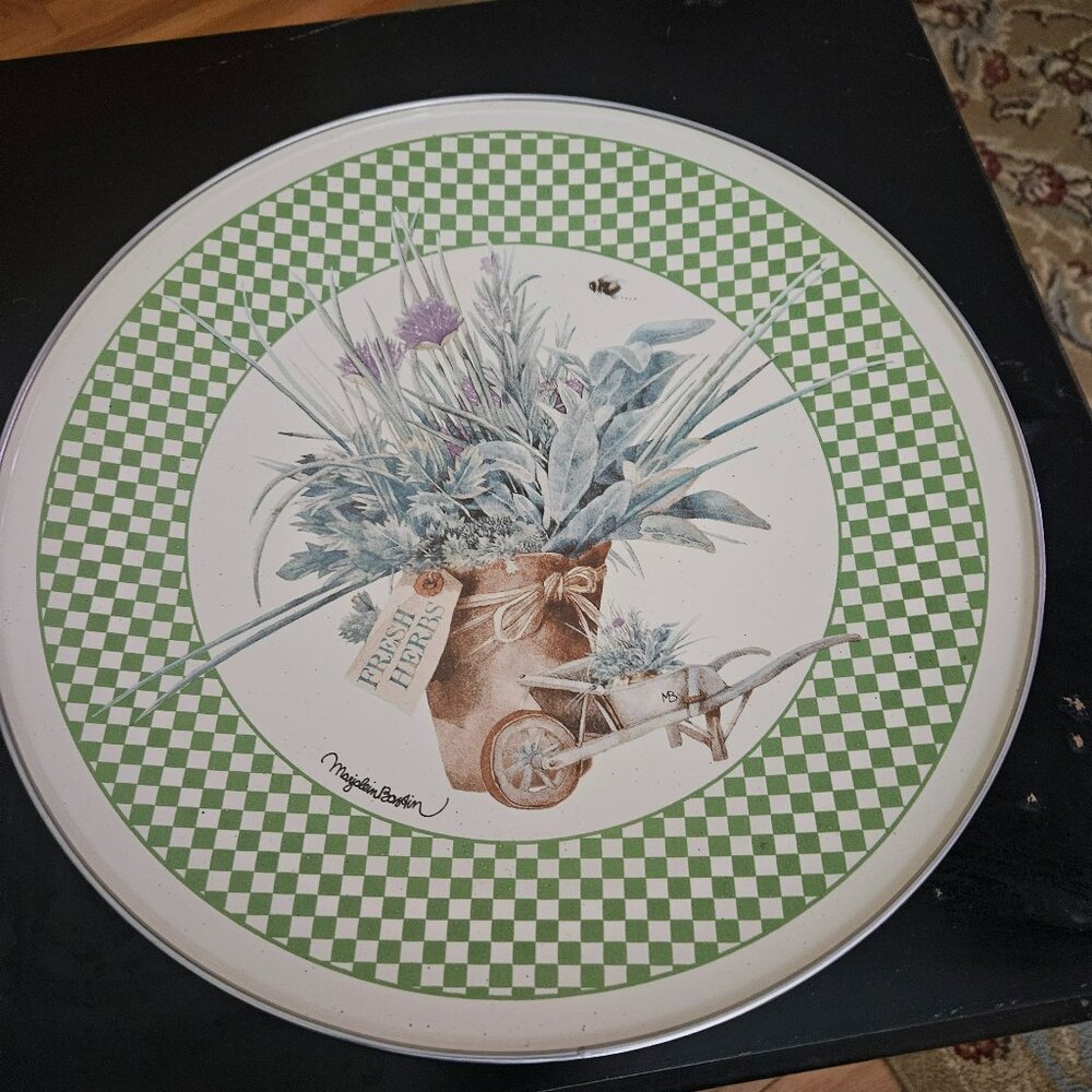 Marjolein Bastin natures sketchbook fresh herbs large enamel plate or tray
